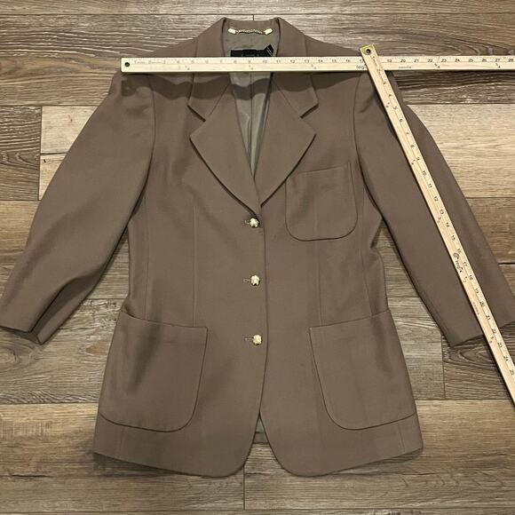 Vtg Classiques For Nordstrom Cashmere Wool Blazer M Gold Hardware Sage Luxury - Picture 10 of 10